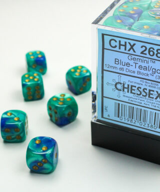 Kości Chessex Gemini 36d6 Blue-Teal/Gold