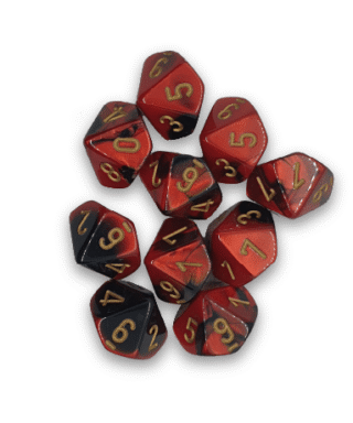 Kości Chessex Gemini Polyhedral 10d10 - Black-Red