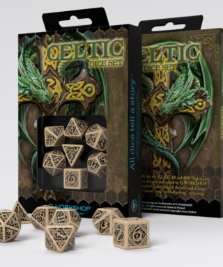 Kości RPG Celtyckie 3D Beżowo-czarne
